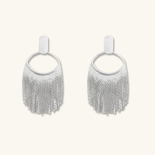 Elegant Flowing Silver Bell Earrings